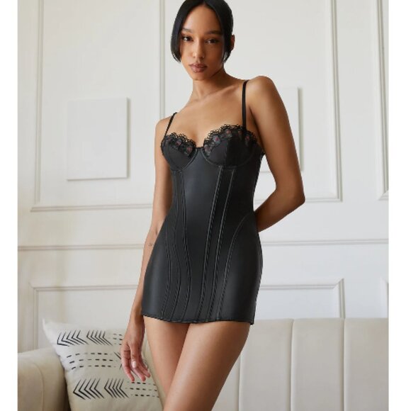 NWT Savage X Fenty Renaissance Rose Faux Leather Corset Dress  - XS - Picture 5 of 5